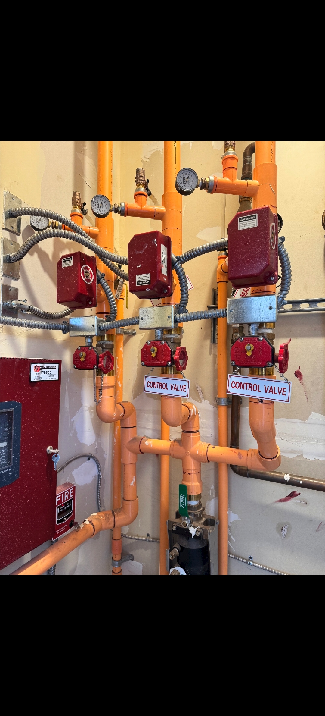 CPVC fire sprinkler control valves and manifold system